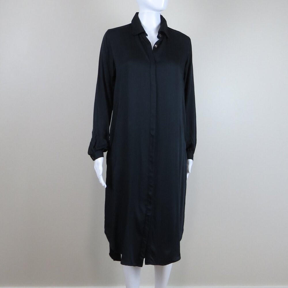 Neu Nomads Oversized Black Full Button Shirt Dress Pockets SIZE XSmall
